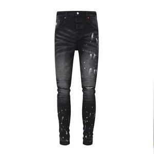 Mäns jeans Top Street Black Painted Distressed Purple Roca Brand Jeans Fashion High Quality Pants 1 1 28-40 J240527