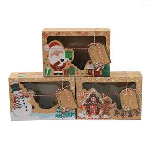 Enrolamento de presentes 3/6/12pcs Caixa de biscoito de Natal de chocolate Sacos de papel de festa de chocolate Packaging apresenta boneco de neve Papai Noel