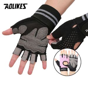 Aolikes Fiess Gym Glove Мужчины Женщины против скольжения силиконовые сцепления с подкладкой для подъема.