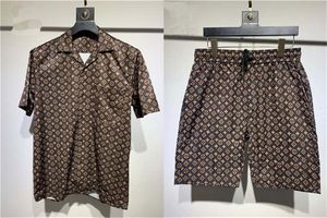 24SS Unisex Hawaiian Beach Tracksuit Set - Color Block Printed Shirt Shorts för män och kvinnor Asiatisk storlek M -3XL A6