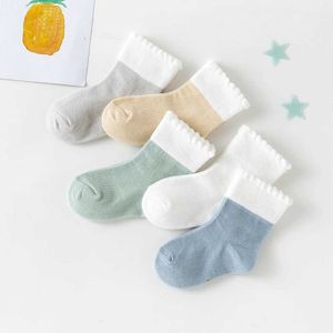 Kids Socks 5Pairs/lot 0-2Y Baby Socks Summer Cotton Solid Colorful Kids Socks Girls Cute Newborn Boys Toddler Socks Baby d240528