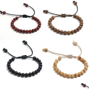 Charm Bracelets handgefertigtes Seil geflochten 8mm Holzperlen für Männer Frauen Fashion Party Club Schmuck Dolumen DHRJC