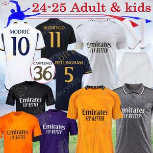 24 25 Bellingham Soccer Trikots Arda Guler Camavinga Alaba Modric Vini Jr.Mbappe-Fußball-Shirt 2024 Auswärts 3. Realer Valverde Tchouameni Madrids Männer Kids Kit 16-4xl