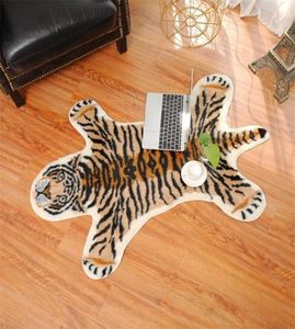 Tiger Baskılı Halı İnek Leopar Tiger Baskılı Cowhide Fux Cilt Deri Dikkatsiz Antiskid Mat 94x100cm Hayvan Baskı Halı Y200416589908