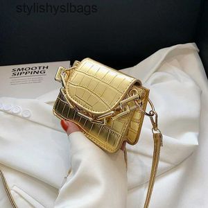 Cross Body Mini Fashion Bag Золото и серебряная кожаная кожаная плеча женская помада Организатор наушников милый монетный кошелек H240528