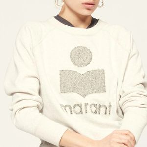 24SS Isabel Marants 새로운 디자이너 면화 스웨트 셔츠 Marant 패션 클래식 핫 레터 인쇄 삼각형 목 여성 캐주얼 느슨한 다목적 후 까마귀 스웨터 탑