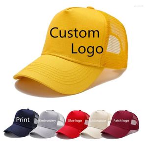 Ballkappen erwachsene Frauen Männer 5 Panels Sport Hat Custom Logo Baseball Cap Unisex verstellbar atmungsable Mesh Sun Hats Trucker Gorros