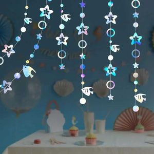 Banners Streamers Confetti Ocean Themed Decoration Fish And Starfish Paper Garland Pendant Birthday Party Hanging Colored Decorat d240528