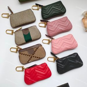 Men women Key Wallets Designer Fashion Coin Purse Card Holder Pendant Wallet genuine leather zipper Bag Accessoires 8 Color 2686