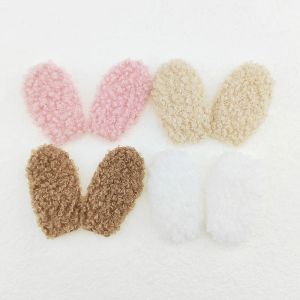 60Pcs 5.5CM Furry Felt Rabbit Ear Padded Appliques For Baby Clothes Hat Sewing DIY Headwear Hair Clip Bow Accessories Patches