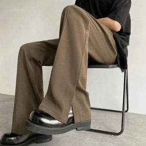 Mäns kostymer blossade designdräkt byxor eleganta raka ben med djupa grenfickor formell affärsstil för kontor