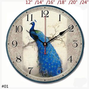 Настенные часы антикварные серо-синие павлины с арабски
