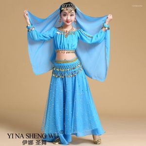 Stage Wear Fashion Style Child Belly Dance Costume Set Sari Bollywood Children Outfit QERFORMANCE Clothes Sets 313r