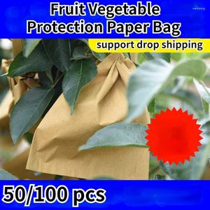 Sacos de armazenamento 50/100pcs Proteção de uva para uvas de vegetais de frutas saco de papel contra bolsa de insetos Controle de pragas à prova d'água -jardim de pássaros