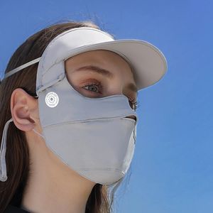 Summer Women Anti-UV Ice Silk Maska z odłączającą się regulowaną pętlą ucha chłodzenie na zewnątrz przykrywki dla sportu na świeżym powietrzu 240528