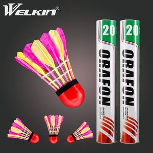 11pcs colorido ganso penas vermelhas lutas de badminton sport sportlecock para treinamento de game de estabilidade de estabilidade Durável 240528