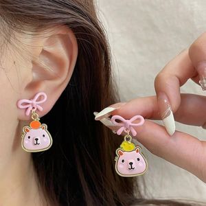 Dangle Earrings Cartoon Puffer Fish Cute Bow Animal Pendant Fashionable Jewelry