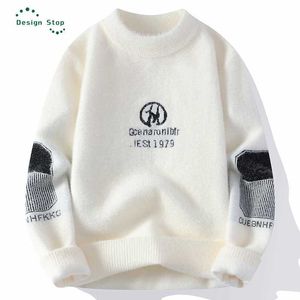 Suéteres masculinos com suéteres quentes grossos para homens Pullover de moda Bet Imprimir Kint Tops Q240527