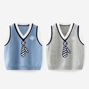 Tank Top Toddler Baby Knitted Vest Boys Girls V Neck Sleeveless Waistcoat Children Spring Autumn Pullover Sweater Tops Y240527