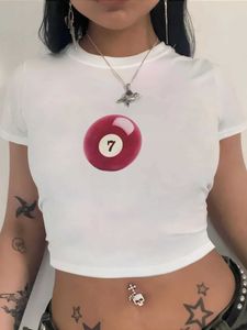 Женская футболка с 7-мячими графическими печатными модными топ с короткими рукавами J240527