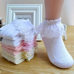 Kids Socks Baby Girls Ankle Socks Breathable Cotton Lace with Ruffle Princess Mesh Sock Children White Pink Yellow Kids Toddler Dance Socks d240528