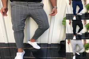 Men039S byxor randiga joggar byxor manlig casual sommar social smal fit streetwear kläd Sweatpant hip hop soft2112479