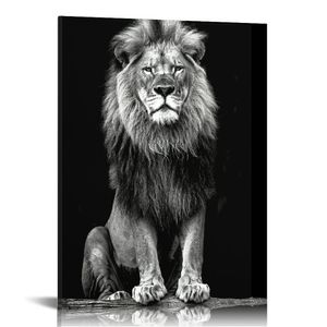 Львиные картинки стена искусство черно -белое львовое портретное холст картины для гостиной офис