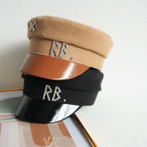 Women Hats Crystal Baker Boy Hat Wool Sboy Caps Female Flat Militray Visor S M L Berets 247Z