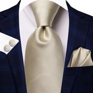 Bow Ties Light Champagne Solid Silk Wedding Tie for Men Handky Cufflink Necktie مجموعة تصميم أزياء حزب أعمال Drop Hi-Tie 233a