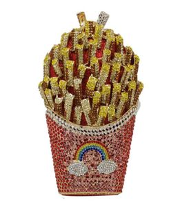 Designerfrench Fries chips Rainbow Clutch