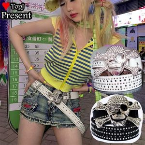 Gothic Harajuku Punk Lady Men Belts Rivet Women hip pop Strap Vintage Woman skull bling gift 220712 3050
