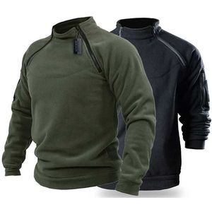 Camisolas masculinos masculinos Tactical Outdoor Stand Collar Sweater Solid Casing Roupas de zíper quente Man outono Inverno masculino Casaco térmico Q240527
