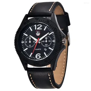 Wristwatches Fashion Faux Leather Band Calendar Men Casual Quartz Wrist Watch Jewelry Gift Montre Homme