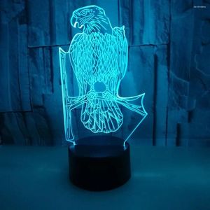 Lampy stołowe Eagle 3D Nocne światło nocne Świąteczne ozdobne światła