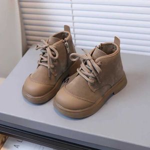 Sneakers 2023 Neue Mädchen lässige Schuhe Nicht-Schlupf-einfache Kinder FODE Jungen Lederstiefel Frühling und Herbst neue Kinder Baumwollschuhe Nicht-Slip Q240527