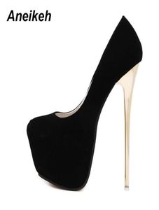 Aneikeh Big Size 41 42 43 44 45 Sexy Pumps Wedding Women Fetish Shoes Concise Woman High Heel Stripper Flock 16 cm 2202175608426