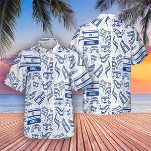 Men's Casual Shirts Israel Nation Flag 3d Print Hawaiian Shirt For Men Clothing Summer Oversized Surf Beach Shirts Casual Short-sleeved Blouse Tops z240528