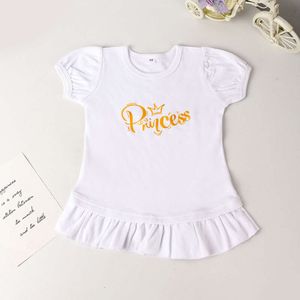 Summer Kids Letter Cotton Puff Sleeve Princess Dress for Baby Girls L2405