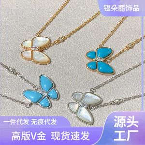 Populär överraskning vanhalsbandsgåvor smycken för guldblå ​​fjäril halsband vit hög mångsidig elegant elegans mpgo