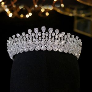 Luksusowy ślubny korona kryształowy moda królowa ślub ślubne biżuteria do włosów Akcesoria