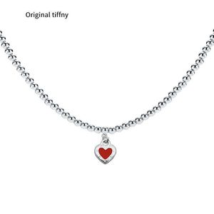 Дизайнерские ожерелья из бисера классический стиль 925 Серебряный синий красный розовый кулон сердца для женщин для женщин Свадеб с коробкой Y2302 233F