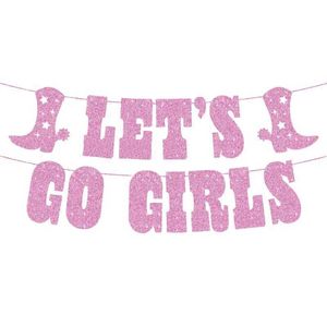 Banners streamers confetti Lets Go Girls Decorações de despedida de solteira Banner de glitter bota Cowgirl Garland Last Disco Party Party Western Cowgirl Party Supplies D240528