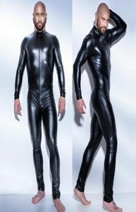 Sexig gay Men039S Bondage Fetish Black Stretch PVC Look Latex Spandex Jumpsuit 67213436306