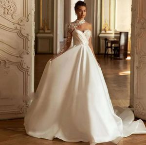 Private Custom Floor-Length Off The ShouldernOrganza Wedding Dresses high neck lace elegantes para mujer Abiye vestidos de novia