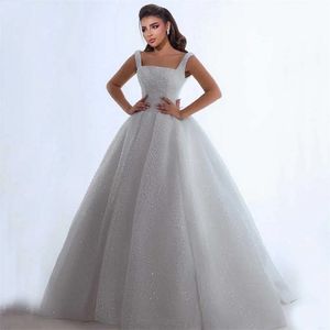 Heiße modische arabische Dubai Hochzeitskleid 2024 Quadrathalsriemen Hand Perlen Perlen Schnüren -up Braut Brautkleider Vestidos de Noiva Custom Made gemacht