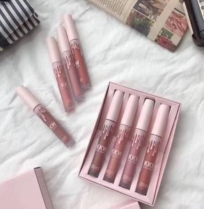 Coleção de presentes de cosméticos do KKW Lip Gloss em 4pcs koko líquido batom líquido Conjuntos de maquiagem fosco de lipgloss.