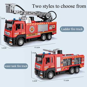 Diecast Model Cars 1 50 Fire Truck Eloy Diecasting Simulation Inflatable Scooter Toy With Lights Music Water Spray Rescue Fordon Barn Toy Fireman Truck