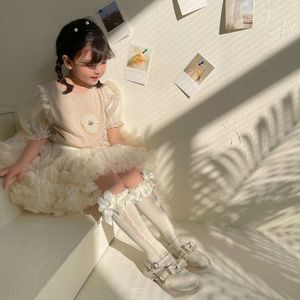 5pcs Moda coreana Lolita Princesa Crianças agitadas de renda de alta qualidade Tubo médio de arco para garotas Leggings de meias