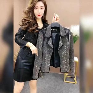 Women's Suits Spring Autumn Shinny Jacket Top For Women Luxury Party Club Drill Suit Coats Female Elegant Long Sleeve Bling Blazer Outwear
