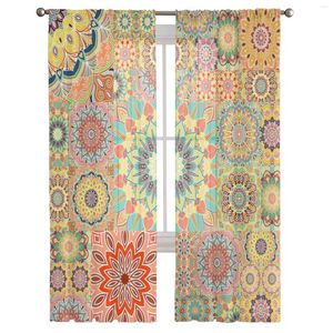 Cortina Mandala impressão colorida Painel de janela pura sala de cortinas para o quarto de chiffon tule de chiffon de quarto
